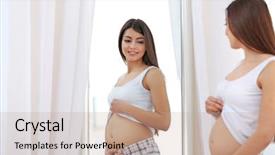  Presentation with pregnant woman - Colorful slide set enhanced with sick mama - beautiful pregnant woman looking backdrop and a coral colored foreground