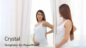  Presentation with medicine pregnant woman - Slide deck having sick mama - beautiful pregnant woman looking background and a lemonade colored foreground