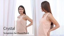  Presentation with pregnant woman - Slide set featuring sick mama - beautiful pregnant woman looking background and a  colored foreground