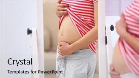  Presentation with medicine pregnant woman - Presentation theme featuring sick mama - beautiful pregnant woman standing near background and a  colored foreground