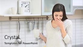  Presentation with pregnant woman in hospital - PPT theme having sick mama - beautiful pregnant woman suffering background and a  colored foreground