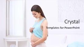  Presentation with pregnant woman in hospital - Colorful presentation theme enhanced with sick mama - beautiful pregnant woman touching her backdrop and a sky blue colored foreground