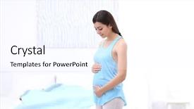  Presentation with pregnant woman cleaning - Beautiful slide set featuring sick mama - beautiful pregnant woman touching her backdrop and a  colored foreground