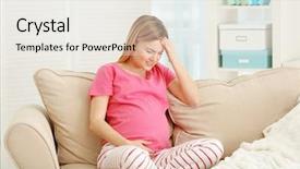  Presentation with mama - Colorful slide set enhanced with sick mama - pregnant woman suffering from headaches backdrop and a sky blue colored foreground