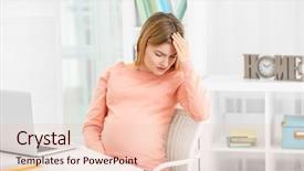  Presentation with headaches - Audience pleasing slides consisting of sick mama - pregnant woman suffering from headaches backdrop and a lemonade colored foreground