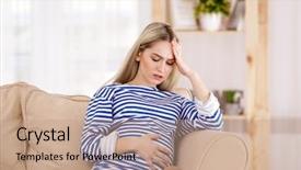  Presentation with pregnant woman - Slide deck featuring sick mama - young pregnant woman suffering background and a coral colored foreground