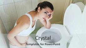  Presentation with vomiting - Slide deck enhanced with sick mama - young vomiting woman near toilet background and a lemonade colored foreground