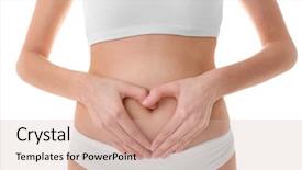  Presentation with mama - Presentation design having sick mama - young woman with hands background and a  colored foreground