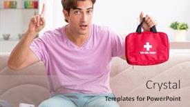  Presentation with first aid - PPT layouts consisting of sick-man-at-home background and a soft green colored foreground