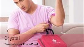  Presentation with first aid kit - Slide deck with sick-man-at-home and a  colored foreground