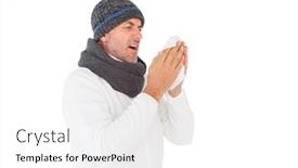  Presentation with sneezing - Presentation theme having sick-man-in-winter-fashion background and a white colored foreground