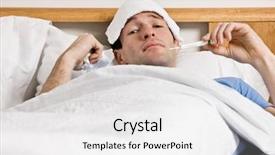  Presentation with fever - Colorful PPT theme enhanced with sick man with fever laying backdrop and a white colored foreground