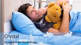  Presentation with bed - Amazing slide set having sick man with flu lying backdrop and a light blue colored foreground