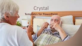  Presentation with water glass - Slide deck featuring sick-senior-in-bed-takes background and a soft green colored foreground