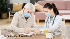  Presentation with senior living - Amazing slides having sick-senior-man-in-mask backdrop and a soft green colored foreground