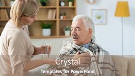  Presentation with water glass - Amazing presentation theme having sick-senior-man-wrapped backdrop and a coral colored foreground