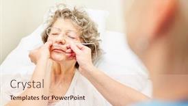  Presentation with oxygen - Colorful presentation design enhanced with sick-senior-with-nasogastric-tube backdrop and a lemonade colored foreground