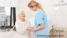  Presentation with nursing - Slide set having sick-senior-woman-in-nursing background and a soft green colored foreground