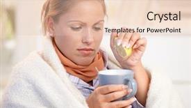  Presentation with female - Amazing theme having sick woman - young female caught cold feeling backdrop and a lemonade colored foreground