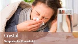  Presentation with sneezing - Colorful PPT theme enhanced with sick woman flu woman caught backdrop and a coral colored foreground