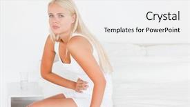  Presentation with premature sick baby incubator - Amazing PPT layouts having sick woman having a stomachache backdrop and a white colored foreground