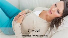  Presentation with living room - Amazing PPT theme having sick woman lying on sofa backdrop and a mint green colored foreground