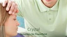  Presentation with temperature - Theme featuring sick woman lying on a couch with her boyfriend taking her temperature background and a mint green colored foreground