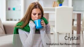  Presentation with premature sick baby incubator - Beautiful slides featuring sick woman suffering from flu backdrop and a light gray colored foreground