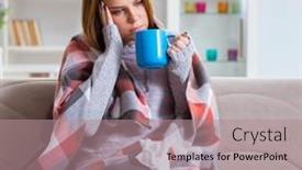  Presentation with home - PPT layouts enhanced with sick-woman-suffering-from-flu background and a coral colored foreground