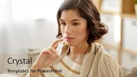  Presentation with nasal medicine - Audience pleasing slide deck consisting of concept - sick woman using nasal backdrop and a coral colored foreground