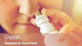  Presentation with nasal medicine - Beautiful PPT theme featuring sick woman using nasal backdrop and a coral colored foreground