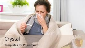  Presentation with flu virus - Audience pleasing PPT layouts consisting of sick woman with thermometer flu backdrop and a lemonade colored foreground