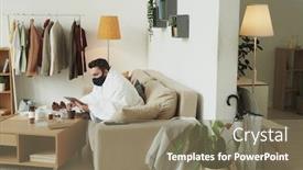  Presentation with working remotely - Beautiful presentation featuring sick-young-man-in-black backdrop and a coral colored foreground