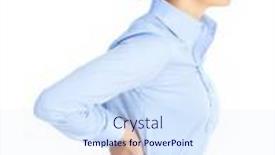  Presentation with back pain - Colorful PPT theme enhanced with sick-young-woman-back-pain backdrop and a sky blue colored foreground