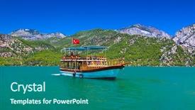  Presentation with green travel - Slide set featuring beach side - green canyon at turkey background and a ocean colored foreground