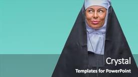  Presentation with catholic - Slide deck enhanced with side and staring away thinking background and a dark gray colored foreground