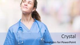  Presentation with nurse thinking - Beautiful slide deck featuring  backdrop and a  colored foreground