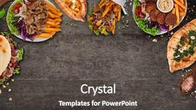  Presentation with meals - PPT theme enhanced with side border - top down view on traditional background and a dark gray colored foreground