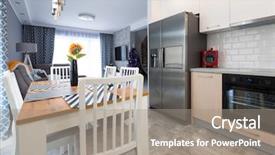  Presentation with dining table - Amazing presentation theme having side detail - modern kitchen interior with dining backdrop and a  colored foreground