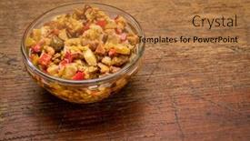  Presentation with wood rustic - Audience pleasing slide set consisting of side-dish-bowl-of-olive backdrop and a coral colored foreground