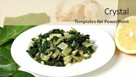  Presentation with swiss chard - Colorful theme enhanced with side dish of swiss chard backdrop and a blonde colored foreground