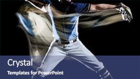  Presentation with baseball player - Presentation theme featuring side effects - one caucasian baseball player man background and a ocean colored foreground