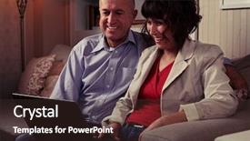  Presentation with classics - PPT layouts having side mid shot of an elderly pair watching in laptop on the umber settee man and woman dressed mainly in classics background and a tawny brown colored foreground