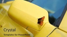  Presentation with car picture - Beautiful slide deck featuring side mirror of yellow sports car with butterfly sitting on - it landed just as i was taking the picture backdrop and a gold colored foreground