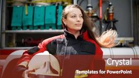  Presentation with fire service - Slide deck having side next to fire background and a tawny brown colored foreground