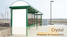  Presentation with bus stop - Beautiful PPT theme featuring side of a bus stop backdrop and a lemonade colored foreground