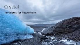  Presentation with wilderness - Colorful PPT theme enhanced with side-of-a-melting-glacier backdrop and a light blue colored foreground