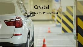  Presentation with car parking - Presentation theme consisting of white car at underground parking background and a mint green colored foreground
