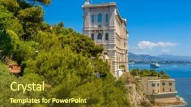  Presentation with museum - Slide set featuring museum in principality of monaco background and a tawny brown colored foreground