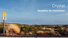  Presentation with blue mountain - Presentation design featuring side-of-the-mountain-road background and a teal colored foreground